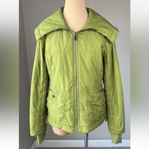 Title Nine Lime Green Quilted Collared Hooded Puffer Jacket S M